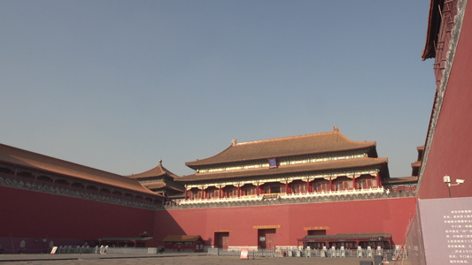 北京故宫午门角楼红墙视频