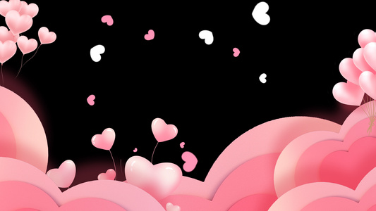 4k浪漫温馨粉色情人节爱心边框视频