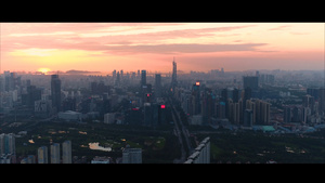 航拍一线城市深圳深南大道黄昏天际线41秒视频