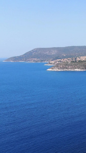 航拍蔚蓝色爱琴海海岸线实拍视频地中海视频