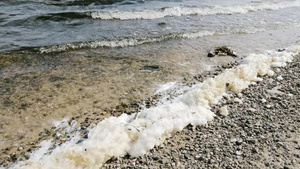 河流中的泡沫污染21秒视频