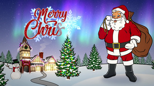 北极带圣塔的圣诞老人动画卡31秒视频