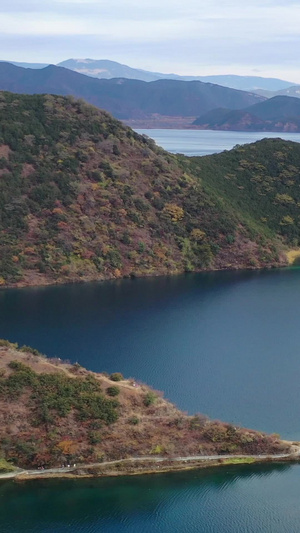 云南丽江泸沽湖里格半岛航拍视频度假区36秒视频