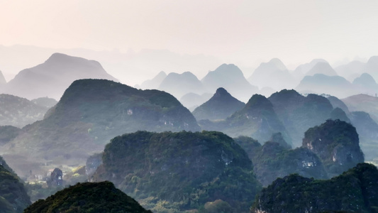 航拍广西桂林阳朔水墨山水视频