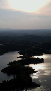 航拍青山绿水城市风光视频