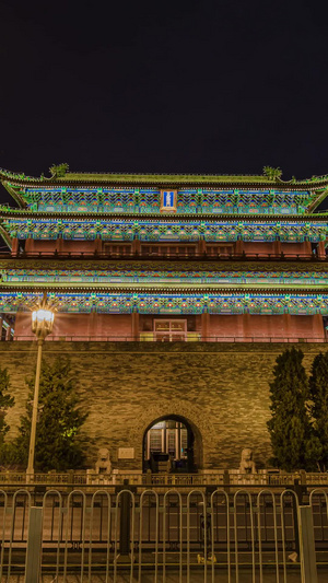 延时夜景北京正阳门城楼素材正阳门夜景12秒视频