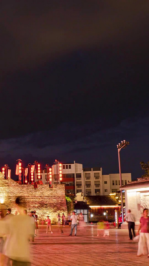 实拍漳州古城4A景区夜景延时摄影人流量12秒视频
