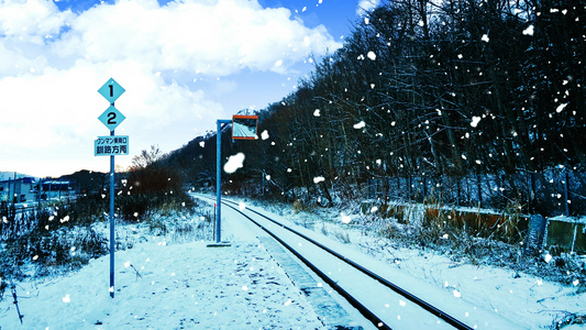 4K唯美的铁路雪景背景视频素材视频