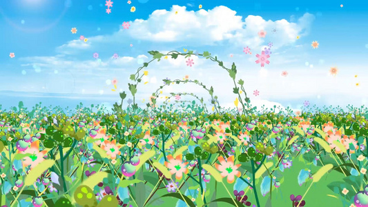 清新唯美花海动态温馨花朵上升舞台背景视频