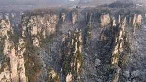 航拍张家界石林雪景29秒视频