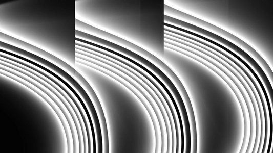 黑白颜色的全高清曲线动画可循环的抽象3D动画视频
