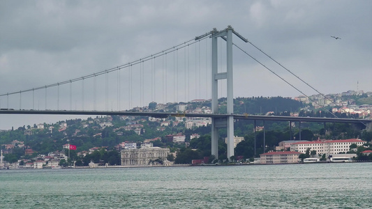 著名的旅游景点Bosphorus海峡海峡频道全景城市视频