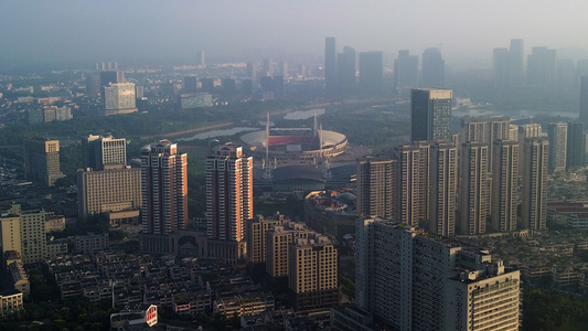 义乌城市大景风光航拍合集视频