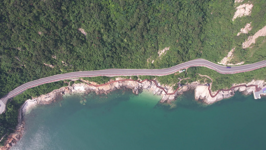 大海海洋岛屿唯美海上公路沙滩浪花航拍 视频