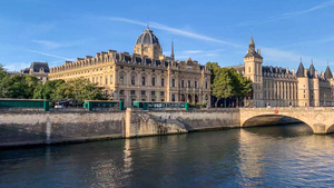 法国巴黎塞纳河两岸城市建筑风光实拍视频37秒视频