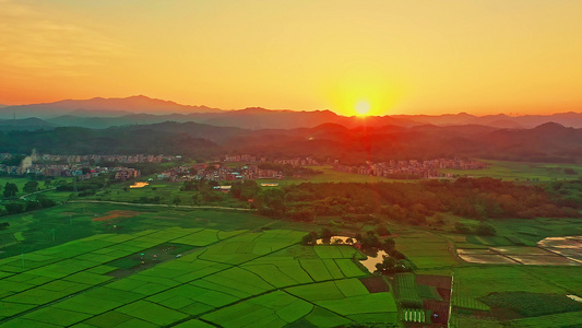 夕阳下的田园风光视频