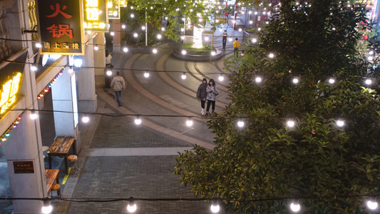 城市商业美食街夜市夜景4k餐饮美食素材视频