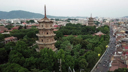 福建泉州开元寺塔航拍视频