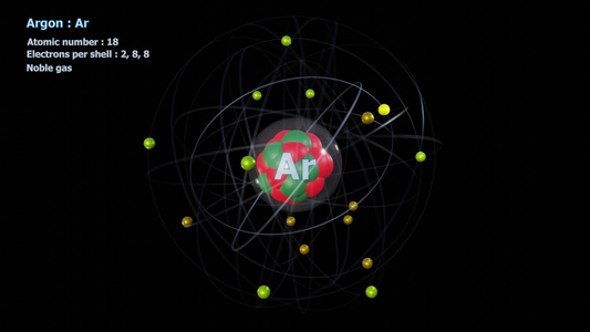 在无限轨道旋转时有18个电子的argon原子视频