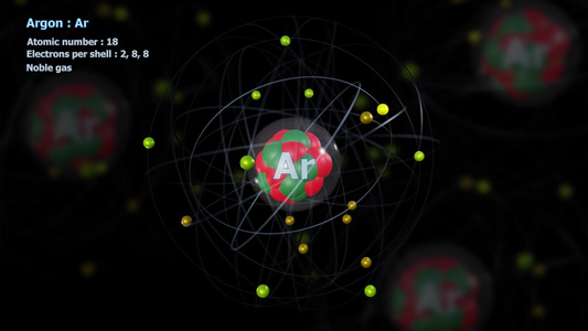 原子和原子在无限轨道旋转时有18个电子的argon视频