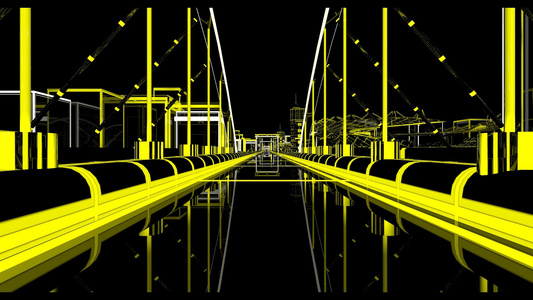 都市穿梭金色线条城市背景视频