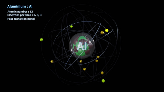 铝原子原子在无限轨道旋转时有13个电子视频