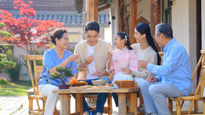 中秋节家庭团聚吃月饼44秒视频