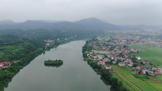 湖南湘潭湘乡市东山岛茅浒水乡4A景区航拍 视频