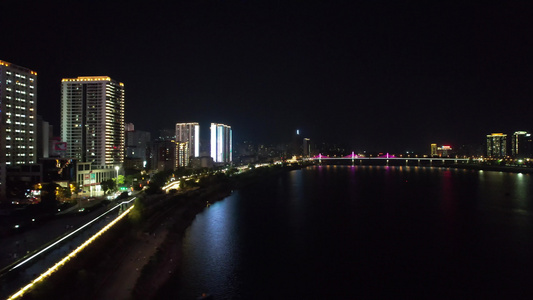 航拍湖南株洲城市夜景 视频