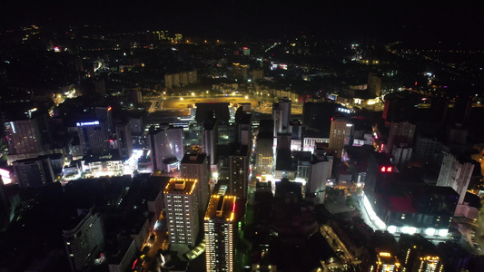 航拍湖南株洲城市夜景 视频