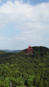 航拍蓝天白云天空湖北5A级地标旅游景区东湖风景素材地标素材视频