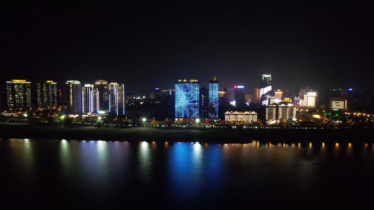 航拍湖南株洲城市夜景 视频