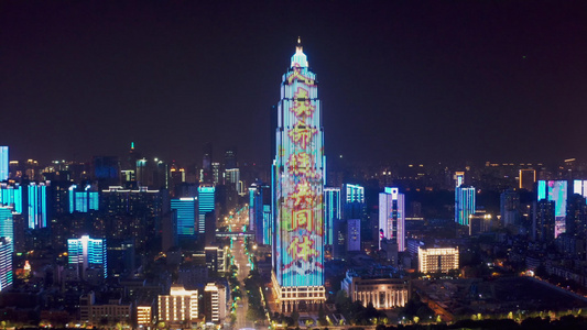 航拍武汉城市灯光秀4K素材合集视频