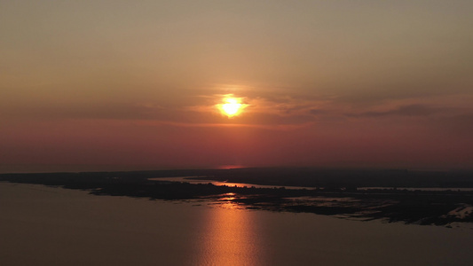 航拍日落夕阳晚霞风光视频