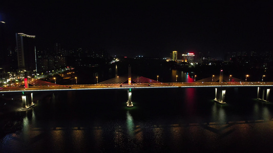 航拍湖南株洲天元大桥夜景 视频