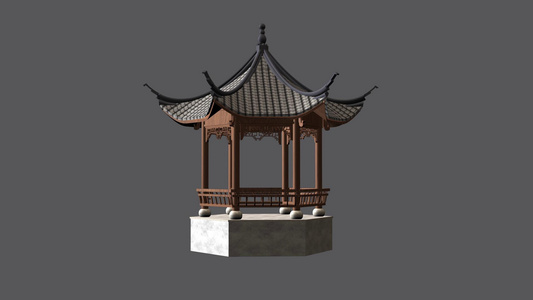 三维中国风建筑动画视频