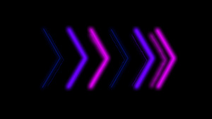 霓虹灯标志箭头动画粉红色光信号和蓝色10秒视频
