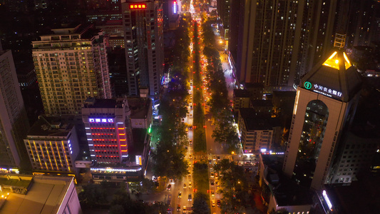 城市夜景车流4K航拍视频