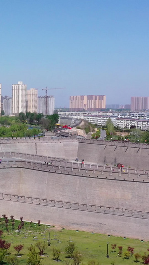 航拍正定古城南门护城河46秒视频
