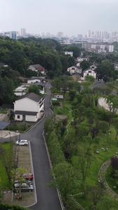 航拍湖南益阳旅游景区地标建筑视频