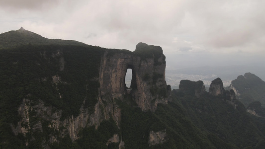 湖南张家界武陵源天门山景区航拍视频