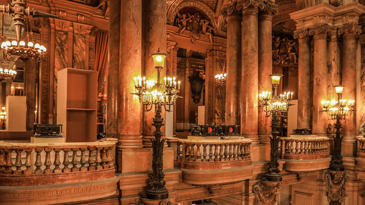 法国巴黎著名旅游景点巴黎歌剧院内部实拍视频合集视频