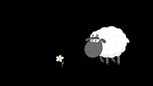 甜美的黑羊吃花的卡通动画12秒视频
