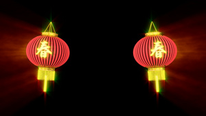 中国风古典春字灯笼对角摇摆展示（循环）12秒视频