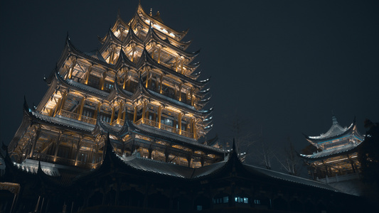 8K重庆鸿恩寺夜景实拍视频