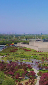 航拍正定古城墙中国著名景点视频