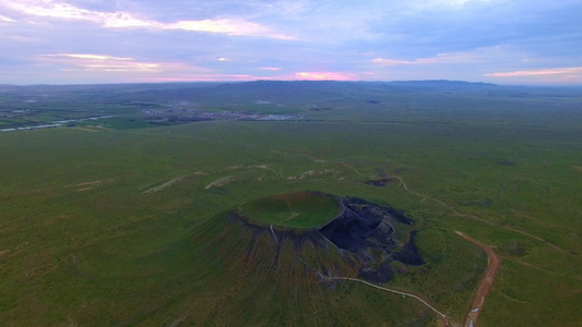 乌兰察布察哈尔火山4K航拍视频