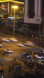 航拍城市夜景道路交通街景车流素材城市素材视频