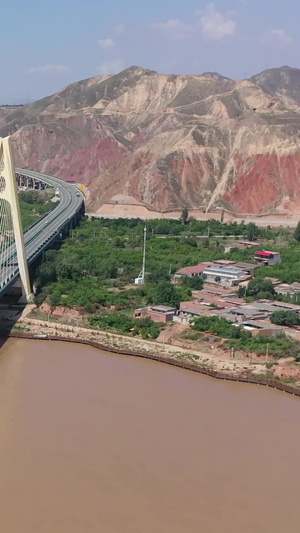 黄河上的大桥航拍视频河口大桥31秒视频