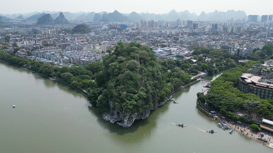 广西桂林象鼻山5A景区航拍视频